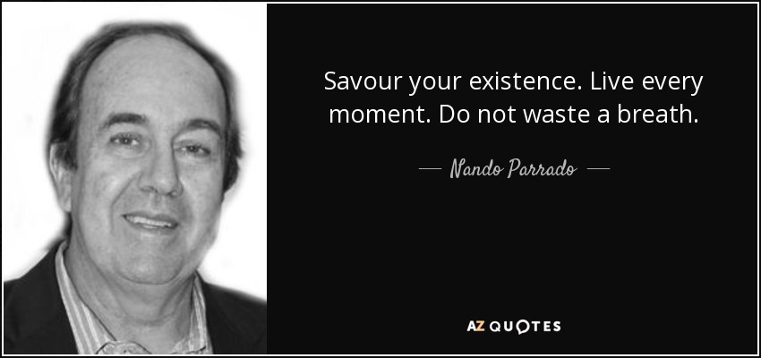Savour your existence. Live every moment. Do not waste a breath. - Nando Parrado