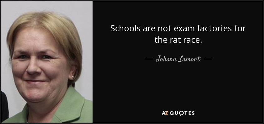 Schools are not exam factories for the rat race. - Johann Lamont