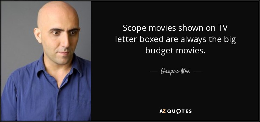 Scope movies shown on TV letter-boxed are always the big budget movies. - Gaspar Noe