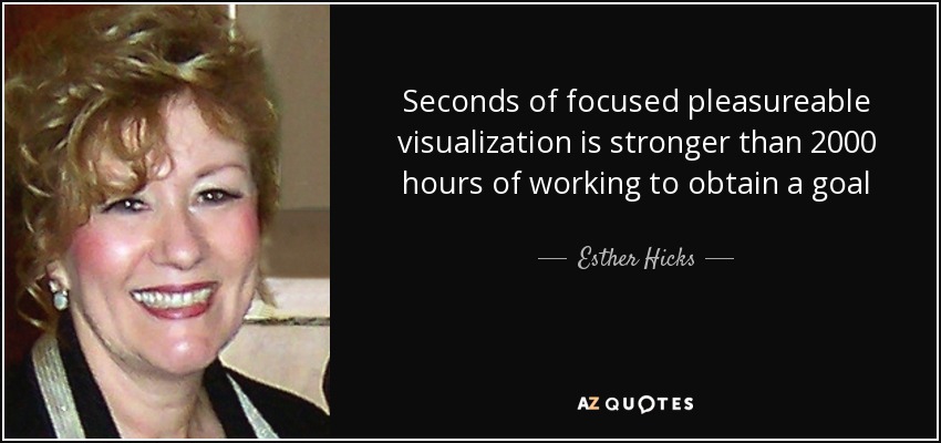 Seconds of focused pleasureable visualization is stronger than 2000 hours of working to obtain a goal - Esther Hicks