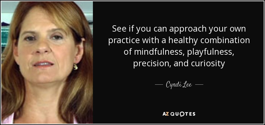 See if you can approach your own practice with a healthy combination of mindfulness, playfulness, precision, and curiosity - Cyndi Lee