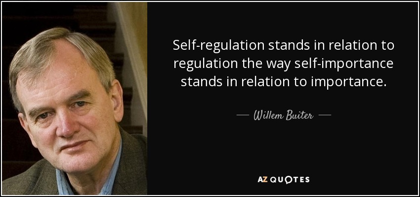 Self-regulation stands in relation to regulation the way self-importance stands in relation to importance. - Willem Buiter