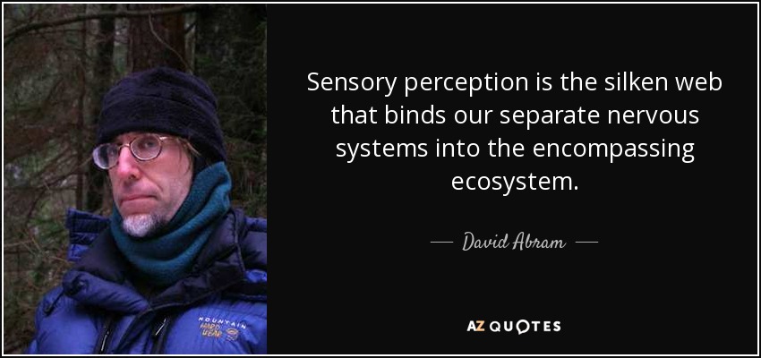 Sensory perception is the silken web that binds our separate nervous systems into the encompassing ecosystem. - David Abram