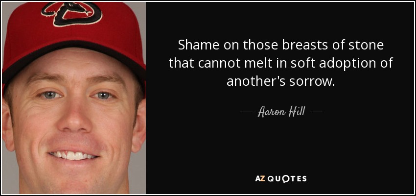 Shame on those breasts of stone that cannot melt in soft adoption of another's sorrow. - Aaron Hill