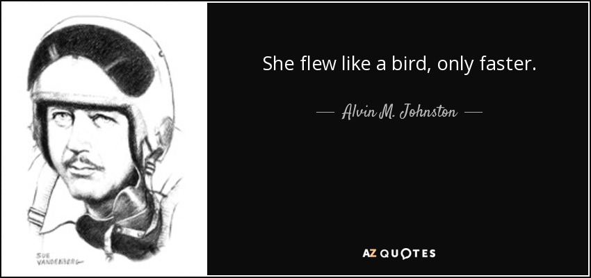 She flew like a bird, only faster. - Alvin M. Johnston