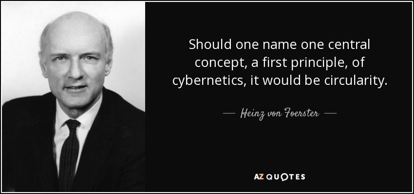Should one name one central concept, a first principle, of cybernetics, it would be circularity. - Heinz von Foerster