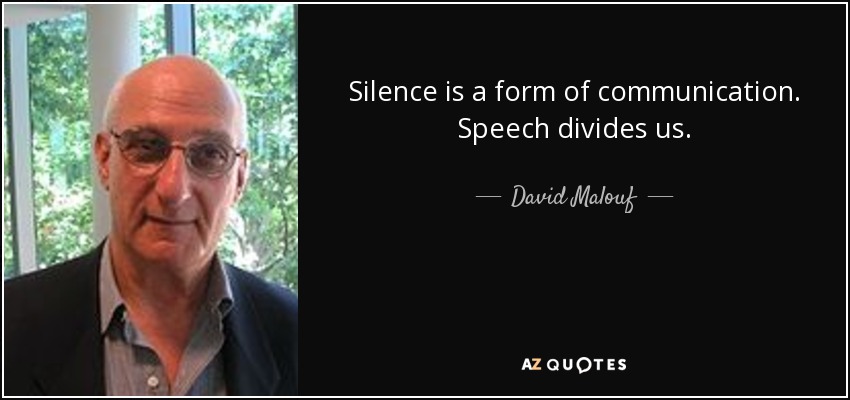 Silence is a form of communication. Speech divides us. - David Malouf