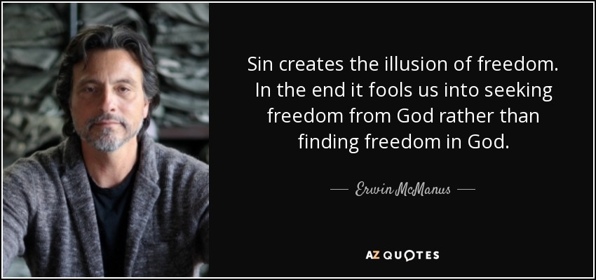 Sin creates the illusion of freedom. In the end it fools us into seeking freedom from God rather than finding freedom in God. - Erwin McManus