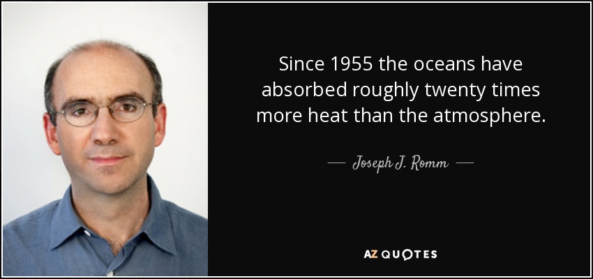 Since 1955 the oceans have absorbed roughly twenty times more heat than the atmosphere. - Joseph J. Romm