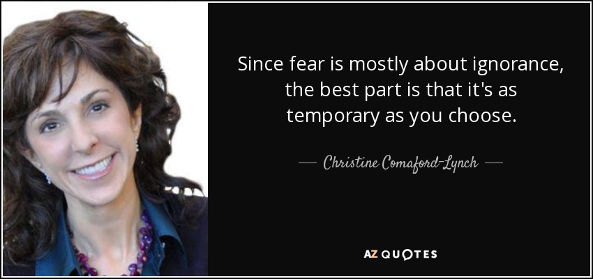Since fear is mostly about ignorance, the best part is that it's as temporary as you choose. - Christine Comaford-Lynch