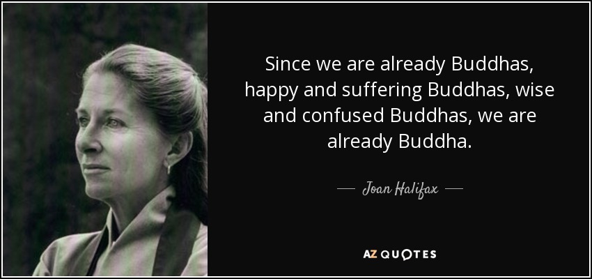 Since we are already Buddhas, happy and suffering Buddhas, wise and confused Buddhas, we are already Buddha. - Joan Halifax