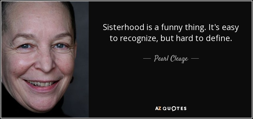 Sisterhood is a funny thing. It's easy to recognize, but hard to define. - Pearl Cleage
