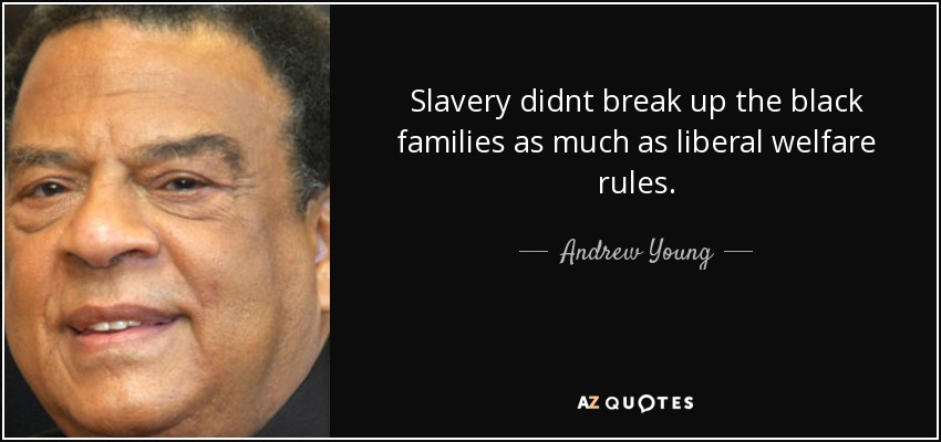 Slavery didnt break up the black families as much as liberal welfare rules. - Andrew Young