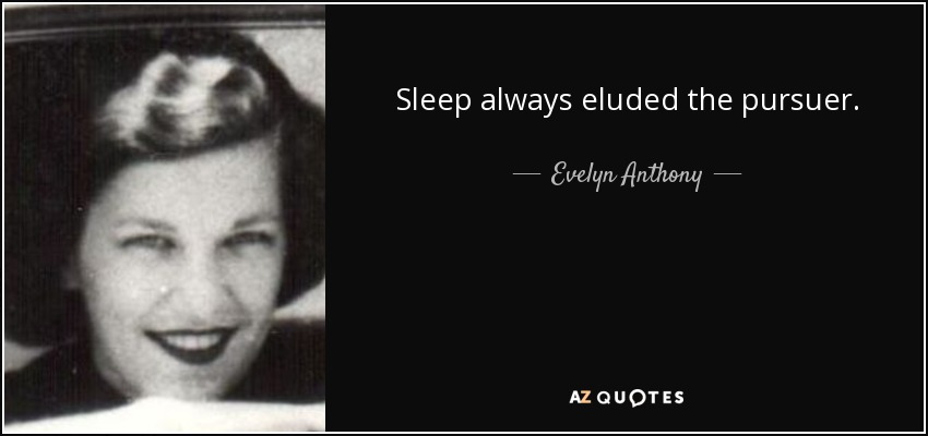 Sleep always eluded the pursuer. - Evelyn Anthony