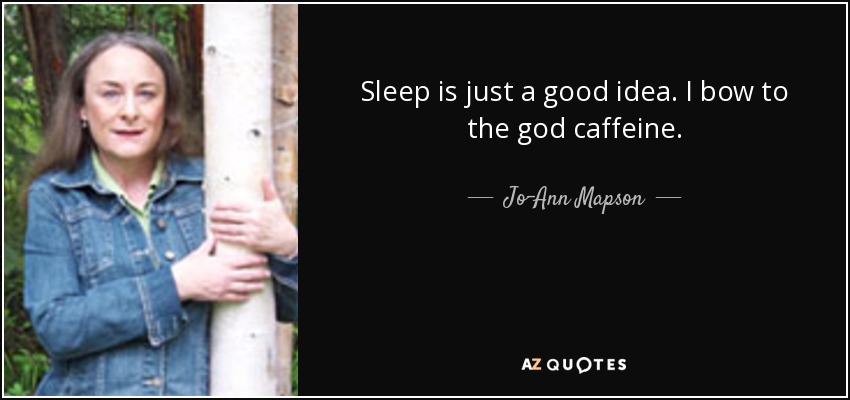 Sleep is just a good idea. I bow to the god caffeine. - Jo-Ann Mapson