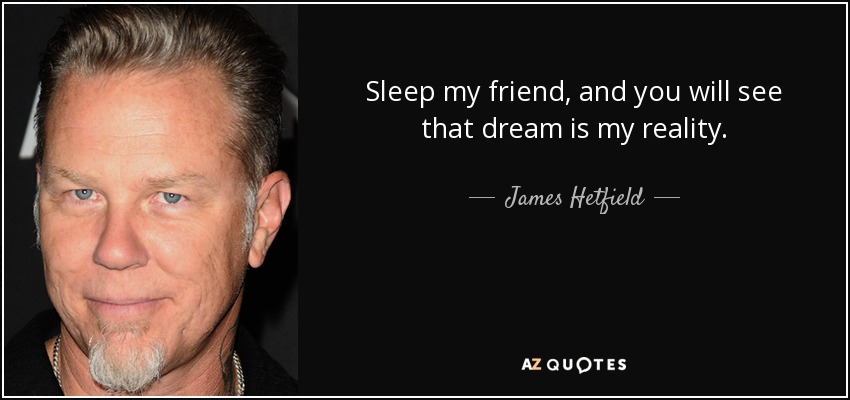 Sleep my friend, and you will see that dream is my reality. - James Hetfield