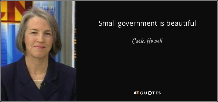 Small government is beautiful - Carla Howell