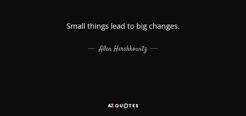 Small things lead to big changes. - Allen Hershkowitz