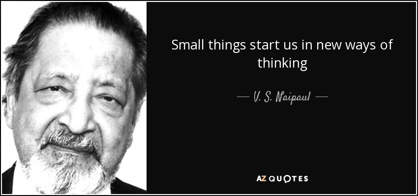 Small things start us in new ways of thinking - V. S. Naipaul