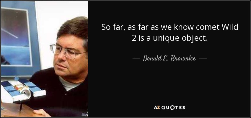 So far, as far as we know comet Wild 2 is a unique object. - Donald E. Brownlee