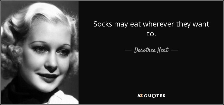 Socks may eat wherever they want to. - Dorothea Kent