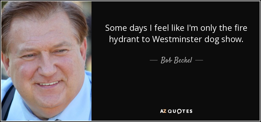 Some days I feel like I'm only the fire hydrant to Westminster dog show. - Bob Beckel