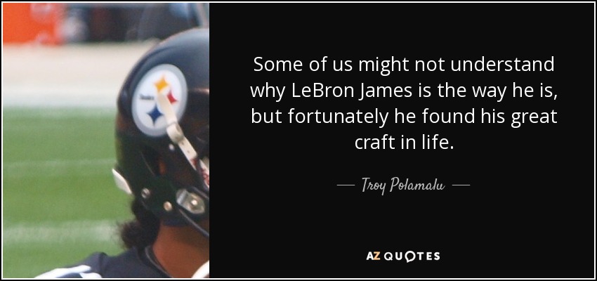 Some of us might not understand why LeBron James is the way he is, but fortunately he found his great craft in life. - Troy Polamalu