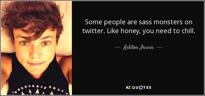 Some people are sass monsters on twitter. Like honey, you need to chill. - Ashton Irwin