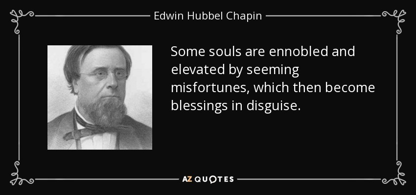 Some souls are ennobled and elevated by seeming misfortunes, which then become blessings in disguise. - Edwin Hubbel Chapin