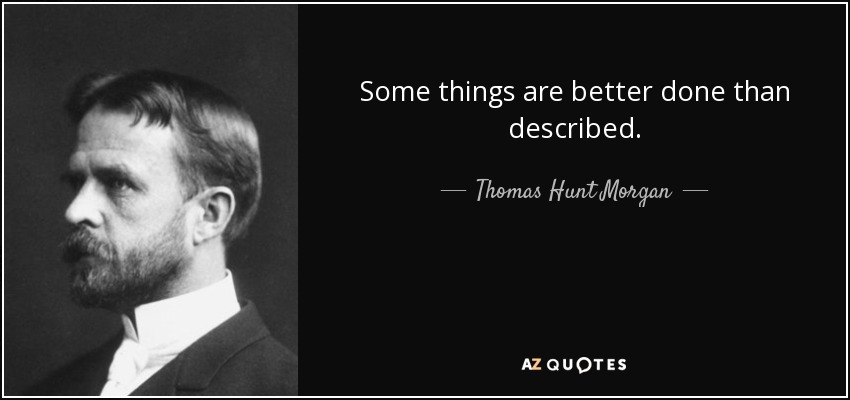Some things are better done than described. - Thomas Hunt Morgan