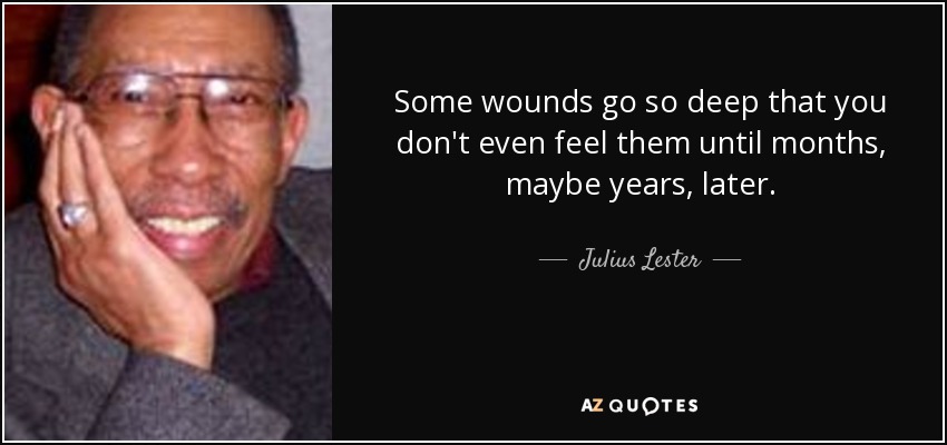 Some wounds go so deep that you don't even feel them until months, maybe years, later. - Julius Lester