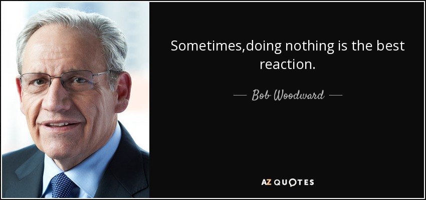 Sometimes,doing nothing is the best reaction. - Bob Woodward