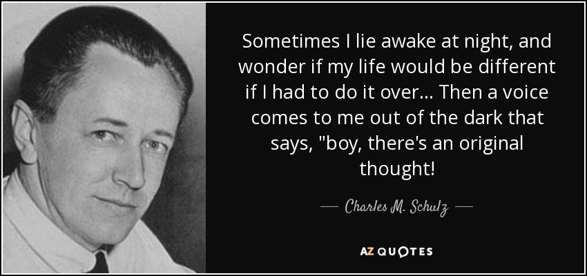 Sometimes I lie awake at night, and wonder if my life would be different if I had to do it over... Then a voice comes to me out of the dark that says, 