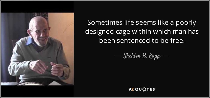 Sometimes life seems like a poorly designed cage within which man has been sentenced to be free. - Sheldon B. Kopp