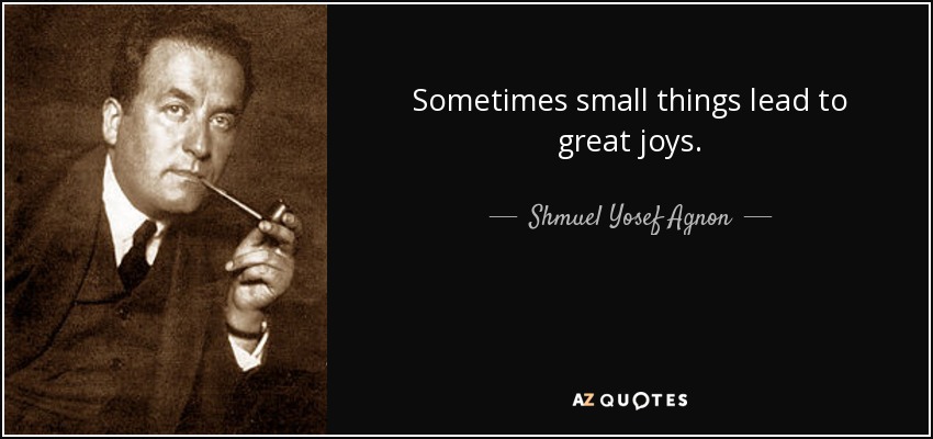 Sometimes small things lead to great joys. - Shmuel Yosef Agnon
