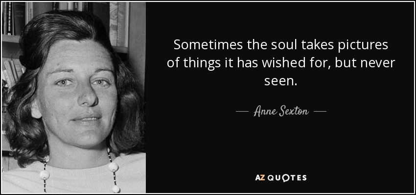Sometimes the soul takes pictures of things it has wished for, but never seen. - Anne Sexton