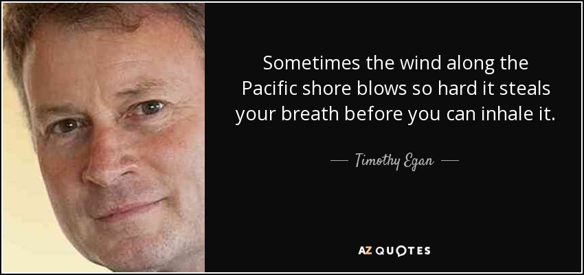 Sometimes the wind along the Pacific shore blows so hard it steals your breath before you can inhale it. - Timothy Egan