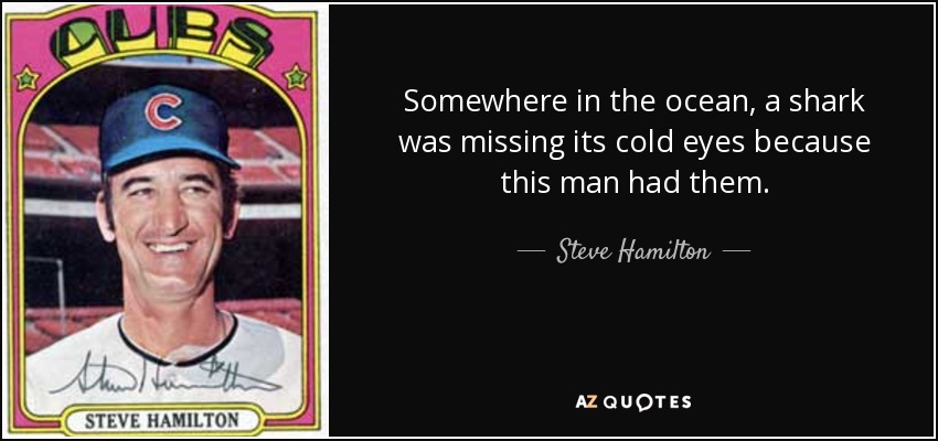 Somewhere in the ocean, a shark was missing its cold eyes because this man had them. - Steve Hamilton