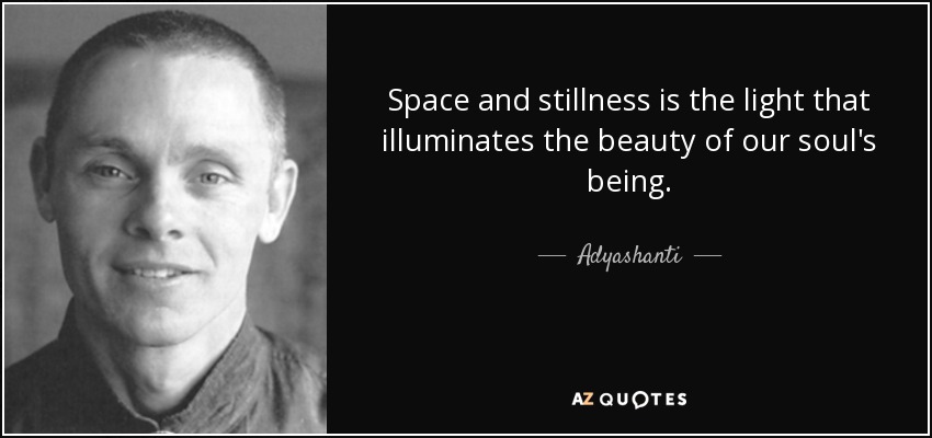 Space and stillness is the light that illuminates the beauty of our soul's being. - Adyashanti