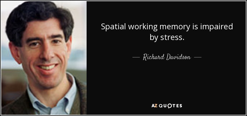 Spatial working memory is impaired by stress. - Richard Davidson