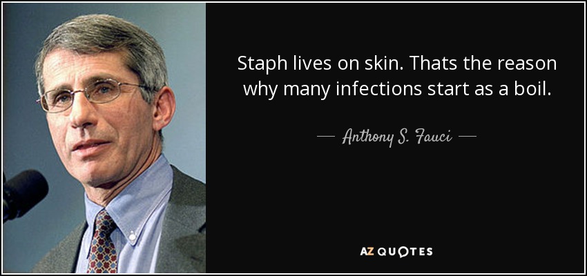 Staph lives on skin. Thats the reason why many infections start as a boil. - Anthony S. Fauci
