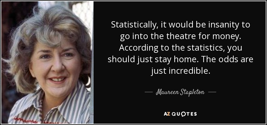 Statistically, it would be insanity to go into the theatre for money. According to the statistics, you should just stay home. The odds are just incredible. - Maureen Stapleton