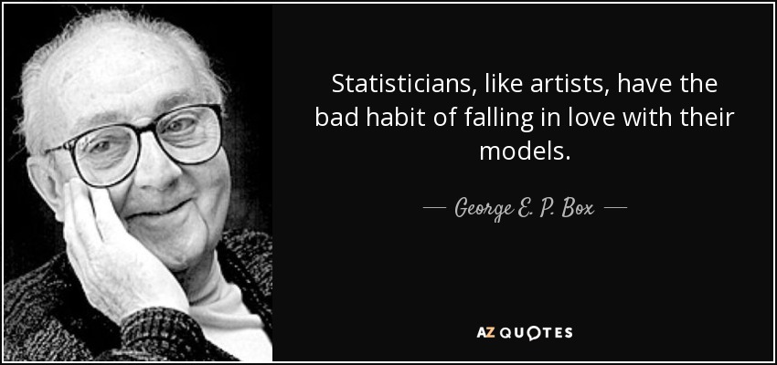 Statisticians, like artists, have the bad habit of falling in love with their models. - George E. P. Box