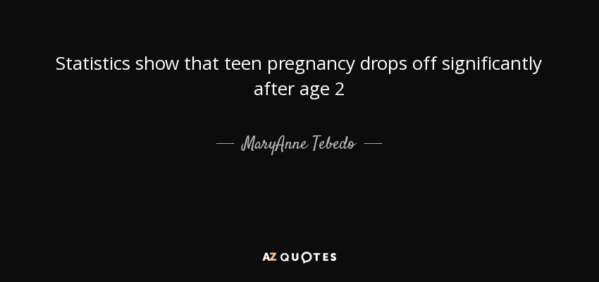 Statistics show that teen pregnancy drops off significantly after age 2 - MaryAnne Tebedo