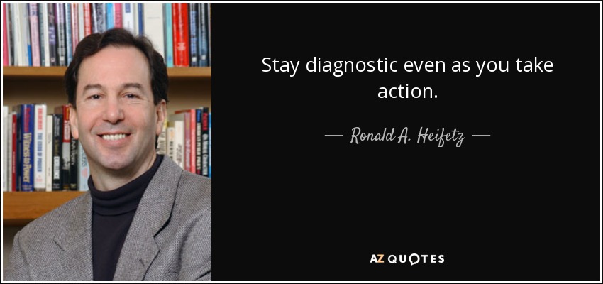 Stay diagnostic even as you take action. - Ronald A. Heifetz