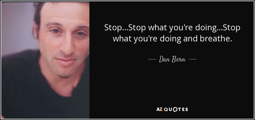 Stop...Stop what you're doing...Stop what you're doing and breathe. - Dan Bern