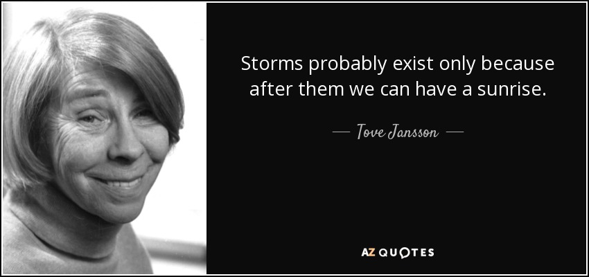 Storms probably exist only because after them we can have a sunrise. - Tove Jansson