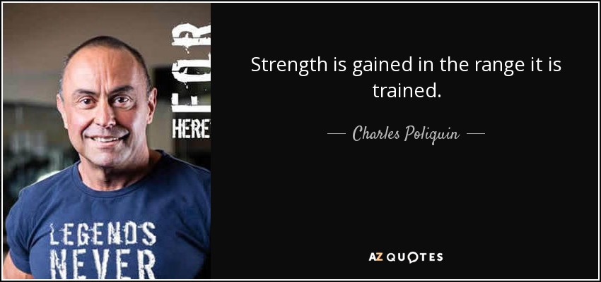 Strength is gained in the range it is trained. - Charles Poliquin