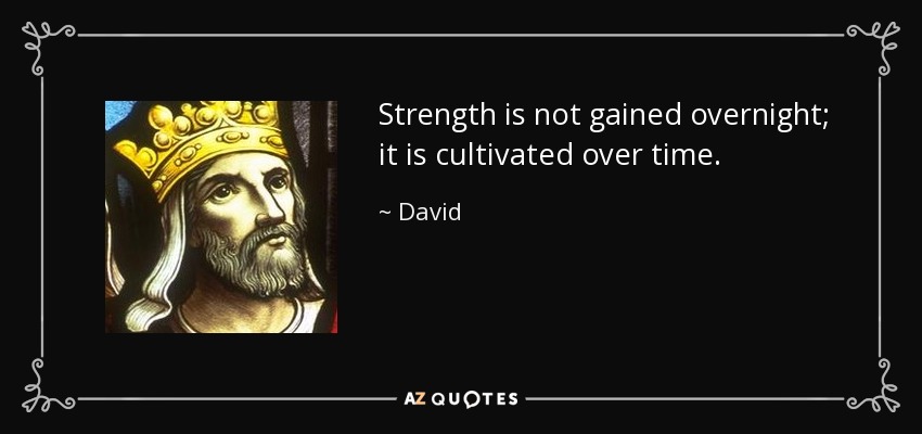 Strength is not gained overnight; it is cultivated over time. - David