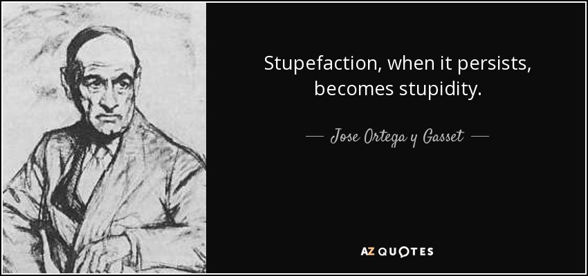 Stupefaction, when it persists, becomes stupidity. - Jose Ortega y Gasset